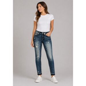 Miss Me Heaven Mid Rise Ankle Skinny Jeans Blue 26